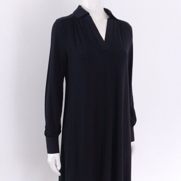 ME+EM Black Collar Dress UK 12 EU 40 Swing Shift Cotton Midi Casual Dress - Picture 6 of 9
